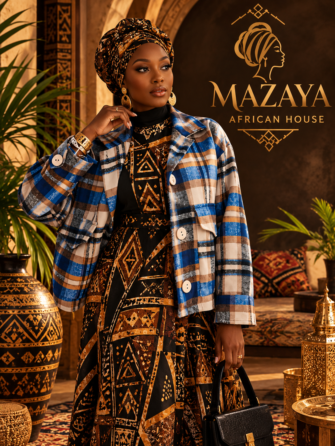 Veste Ample à Carreaux – Collection Signature Mazaya
